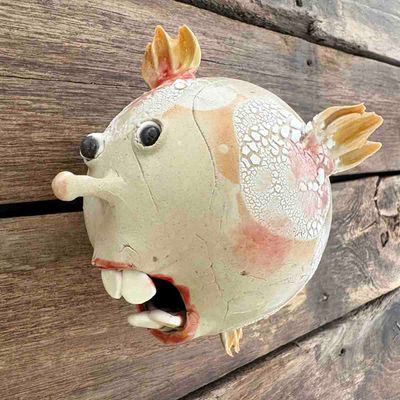 Kulefisk, vegg-skulptur (kropp ca 9x9 cm) (no.83)