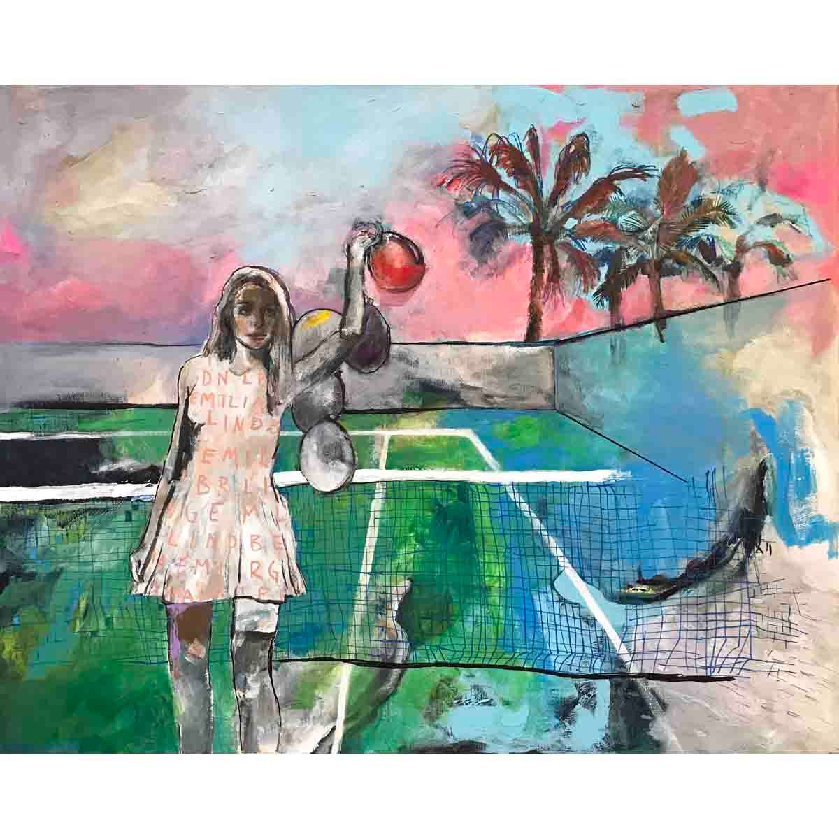 Sunrise play, 100x80 cm maleri