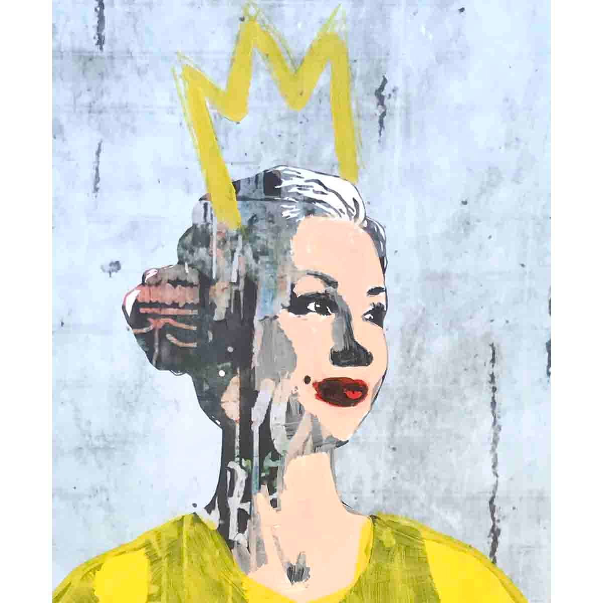  bytte glorie mot krone, mixed media 50x70 cm