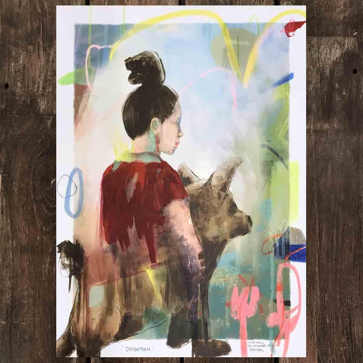 Dreamteam, mixed media 50x70 cm