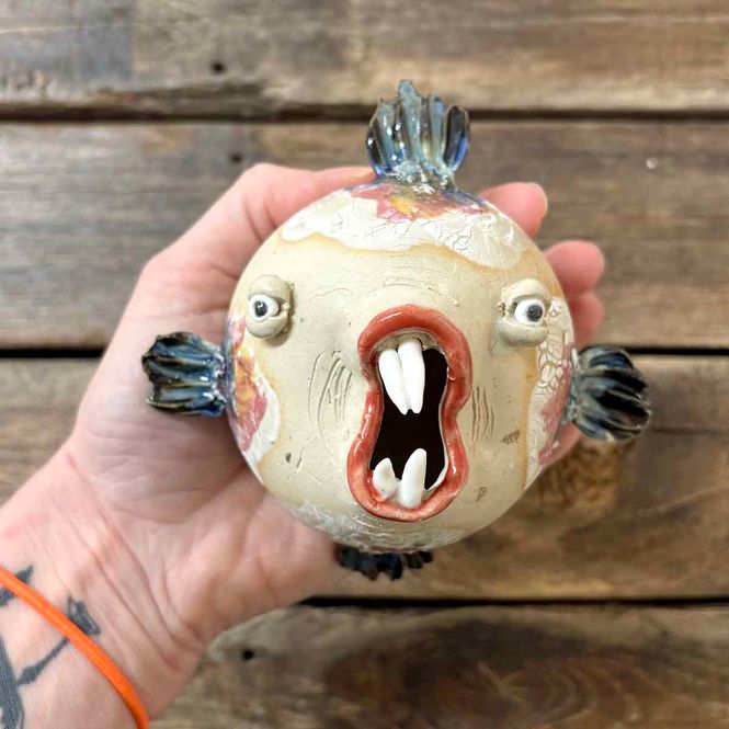 Hovedbilde Kulefisk, vegg-skulptur (kropp ca 9x9 cm) (no.45)