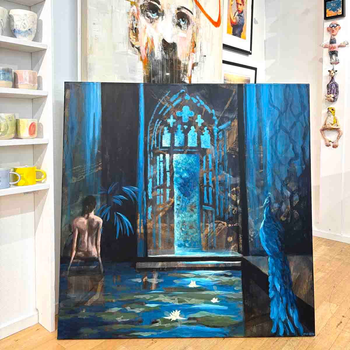 Et rom bevart i stillhet, 100x100 maleri