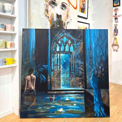 Et rom bevart i stillhet, 100x100 maleri