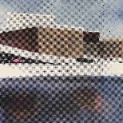 Operaen, spray / silketrykk på papir 39.5x57 cm (variant blå)
