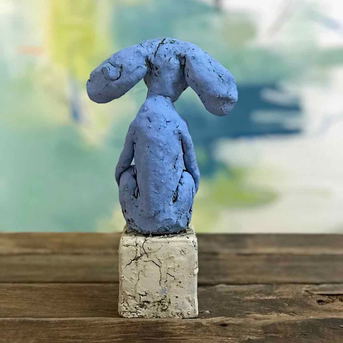 Bunny blå, skulptur 22 cm