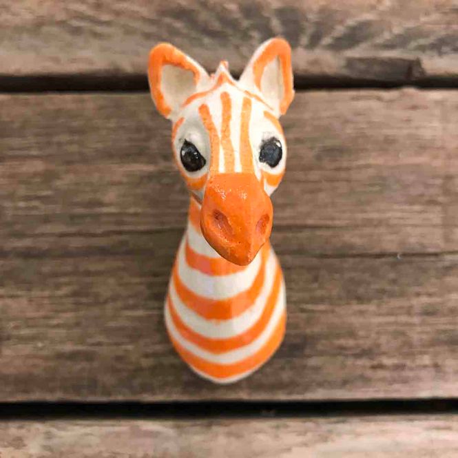 Hovedbilde Zebra mini, skulptur vegg ca 7-8 cm (oransje S)