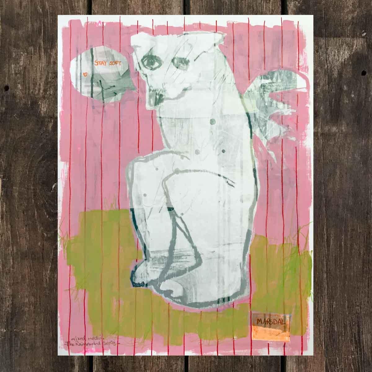 Stay soft, mixed media 30x40 cm