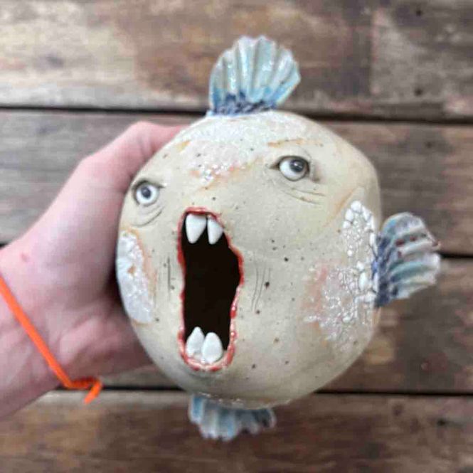 Hovedbilde Kule-fisk, vegg-skulptur ca 13x13x13 cm (no.24)