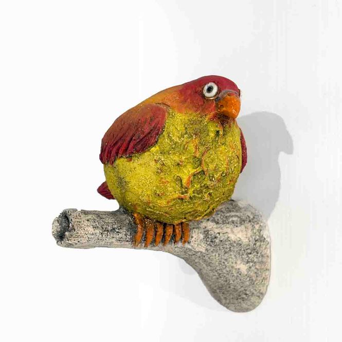 Hovedbilde Fugl på vegg, skulptur ca 11-14 cm (F-33)