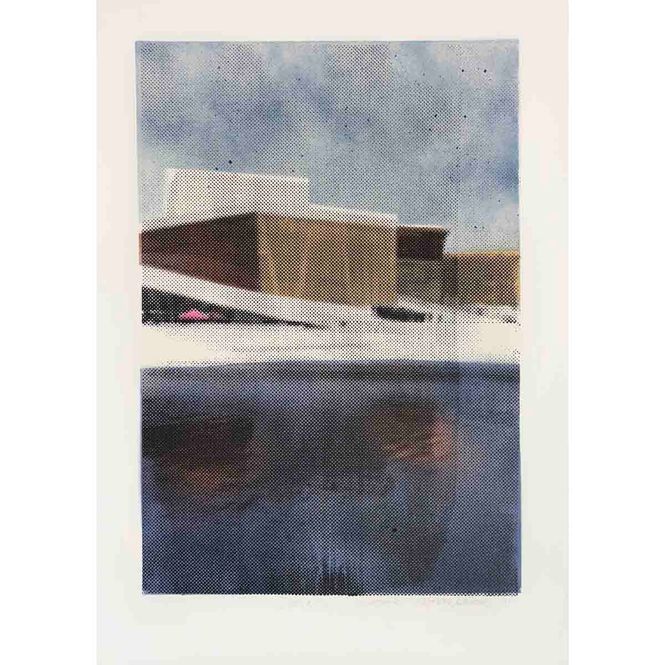 Hovedbilde Operaen, spray / silketrykk på papir 39.5x57 cm (variant blå)