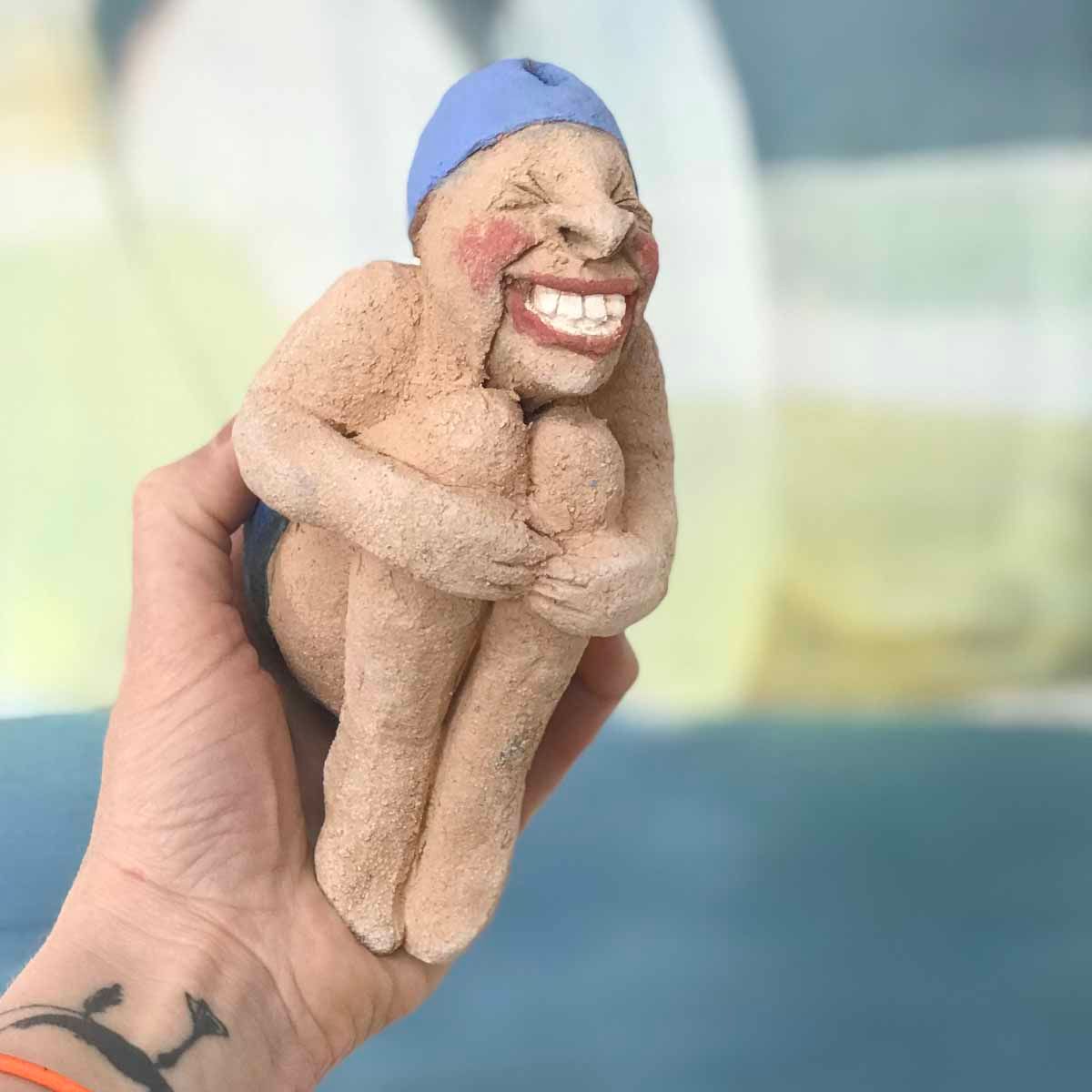 Badebombe, skulptur tak ca 16 cm (blå/svart)