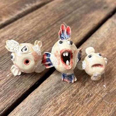 Kulefisk mini, en TRIO henge-skulpturer (no.4)