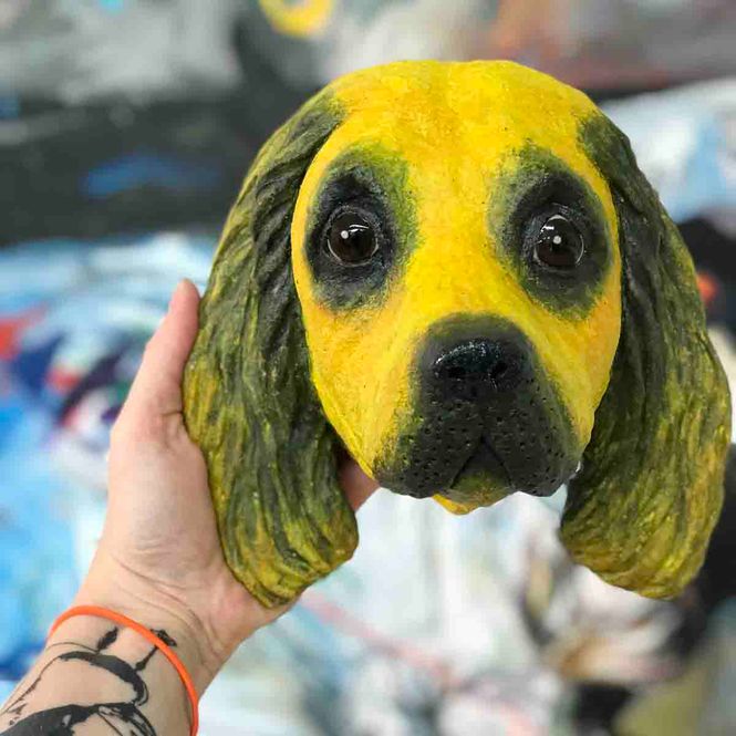Hovedbilde Hund, skulptur vegg 21x21 cm